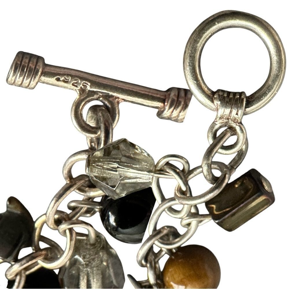 Sterling Silver Charm Bracelet with Genuine Gemstones - Unique Handmade Piece - Picture 17 of 17